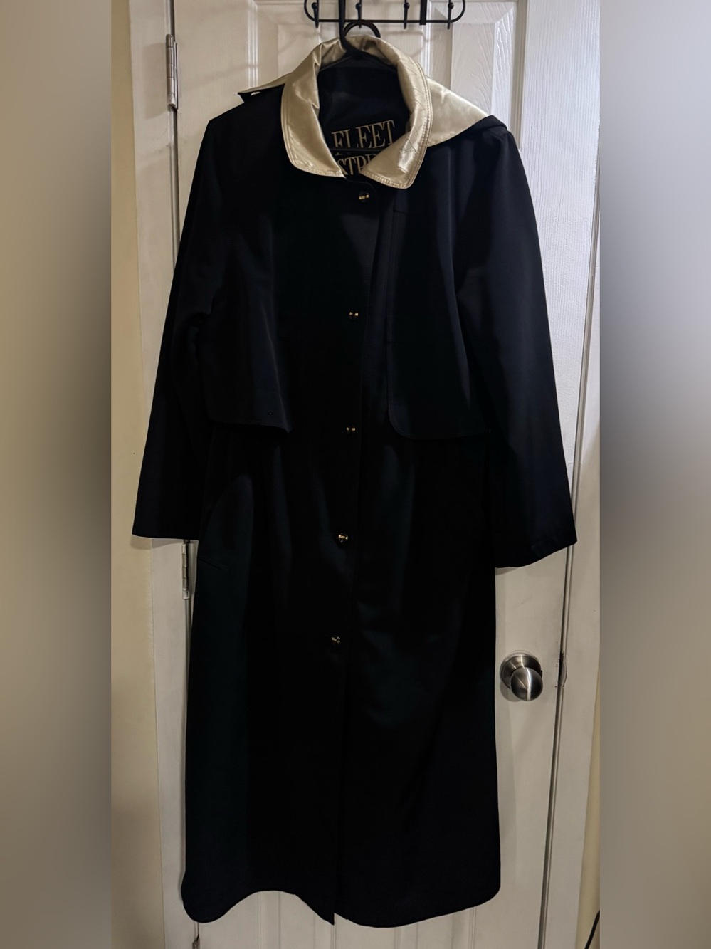 Vintage Fleet Street Women’s Black Hooded Long Rain Trench Coat Size 6